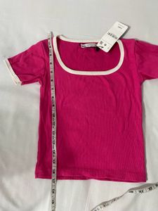 Zara Hot Pink Ringer Tee - New with Tags!