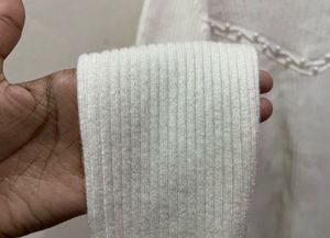 White Ribbed Mock Neck Top