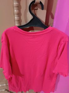 Pink Typography Printed Regular Top