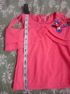 Cute Coral Cold Shoulder Top
