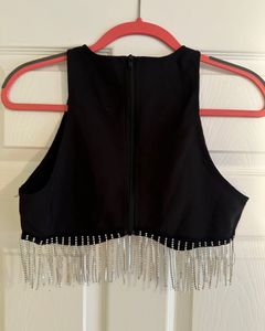 Shein Black Fringe Crop Top