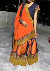 Orange Rajasthani Lehenga