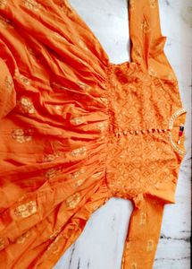 Orange Embroidered Kurta