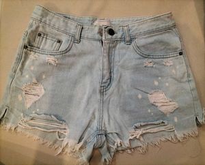 Distressed Denim Shorts