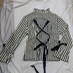 Y2k Black And White Striped Top