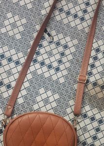 Tan Quilted Crossbody Bag