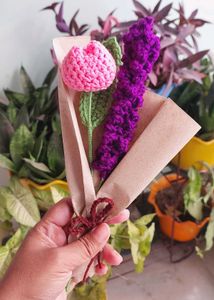 Crochet Flower Bouquet with Purple Lavender