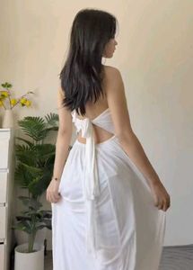 White Halter Maxi Dress