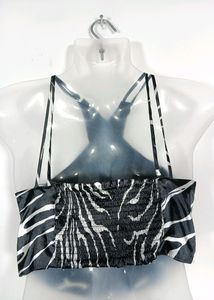 Women&#39;s Zara Fancy Black &amp; Gray Crop Top
