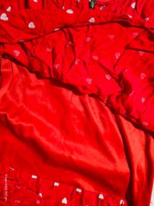 Red Heart Print Top M