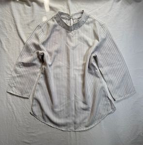 White Stripped collar Top