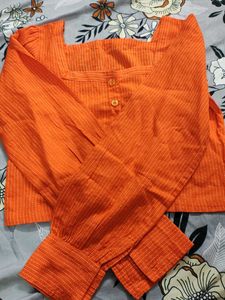 Orange Striped Blouse