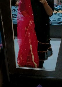 Black Sharara Suit With  Pink Dupatta