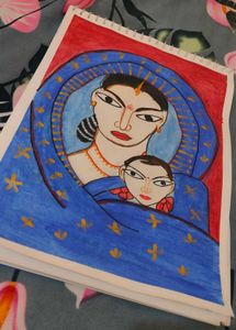 Madhubani Mother Daughter Painting 🎨