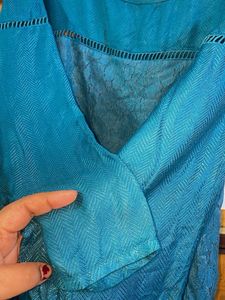 All About You Blue Lace Detail Top XL