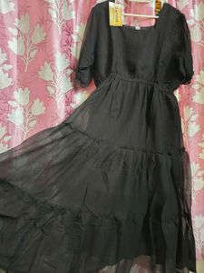 Black Fit And Flair Midi Dress