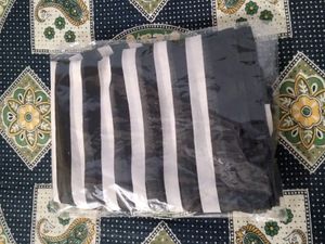 Stripted Black White Saree