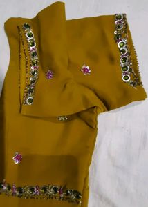 Beautiful Party Wear Kundan Saari With Blouse