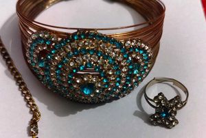 Vintage Blue Rhinestone Necklace Set