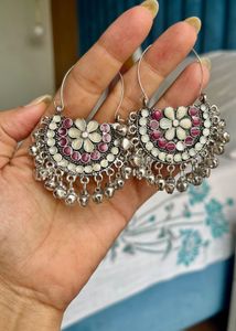 Oxidised Jaipur Silver Earrings