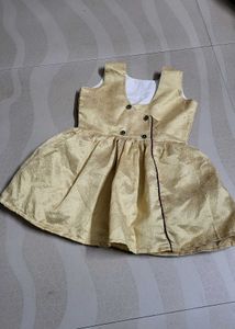 Golden Dress With Button Detail