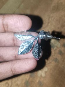 Leaf Drop Earrings with Gem Accents