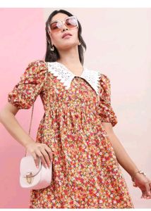 Floral Mini Dress with Peter Pan Collar