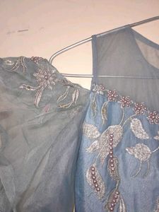 Blue Embellished Party Dress