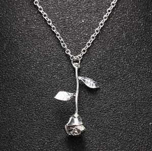 Silver Rose Pendant Necklace