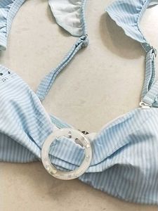 XS Striped Ruffle Bikini Top(Shein)