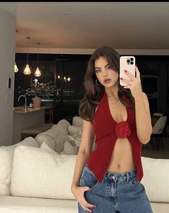 🍓✨Savana Red Halter Knit Top