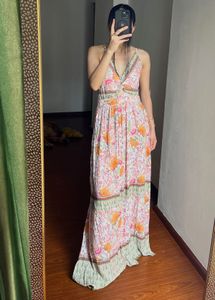 Floral Twist Front Maxi Dress