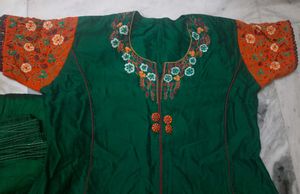 Green Embroidered Kurta Set