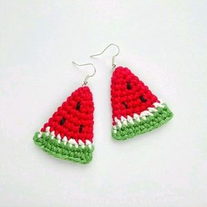 Crochet Watermelon Slice Earrings 🍉