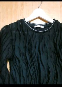 Fuzzy Black Long Sleeve Top