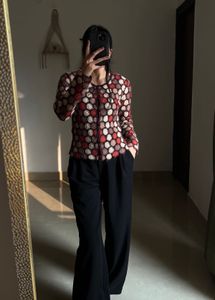 RUST ORANGE FLORAL CROCHET CARDIGAN