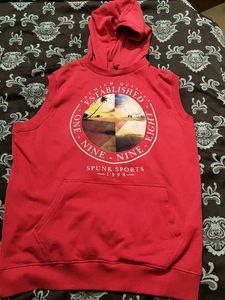 Red Sleeveless Hoodie