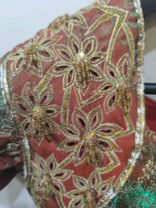 Orange to green colourshift suit patiala set