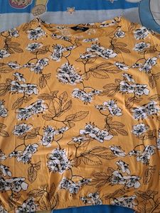 "Floral Mustard Yellow Casual Top – Lightweight &
