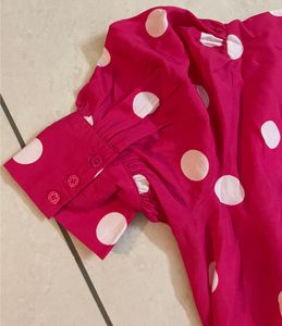 dressberry women pretty pink polka dotted top