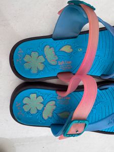 Blue Floral Flip Flops