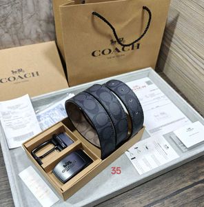 COACH MIX 2 BUCKLE BRANDED BELT WITH BOX