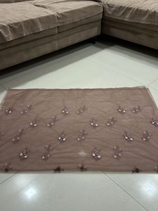Mauve Colored Embroidered Net Fabric