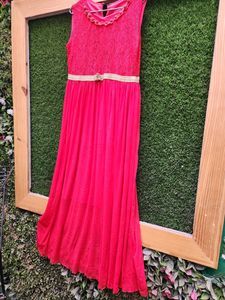 Red Colour Soft Net Gown