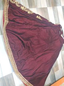 Brand New Maroon Velvet Lehenga Skirt Upto 8-⁹ Yrs