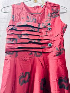 Red Floral Sleeveless Dress