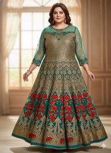Green & Gold Anarkali Kurta