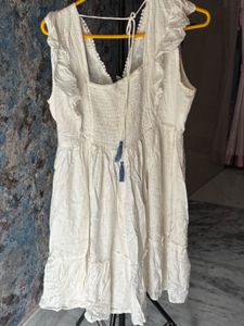 White Embroidered Mini Dress