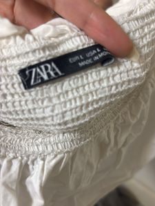 Zara White Off-Shoulder crop Top