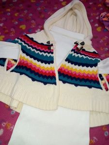 White With Colourful Poncho